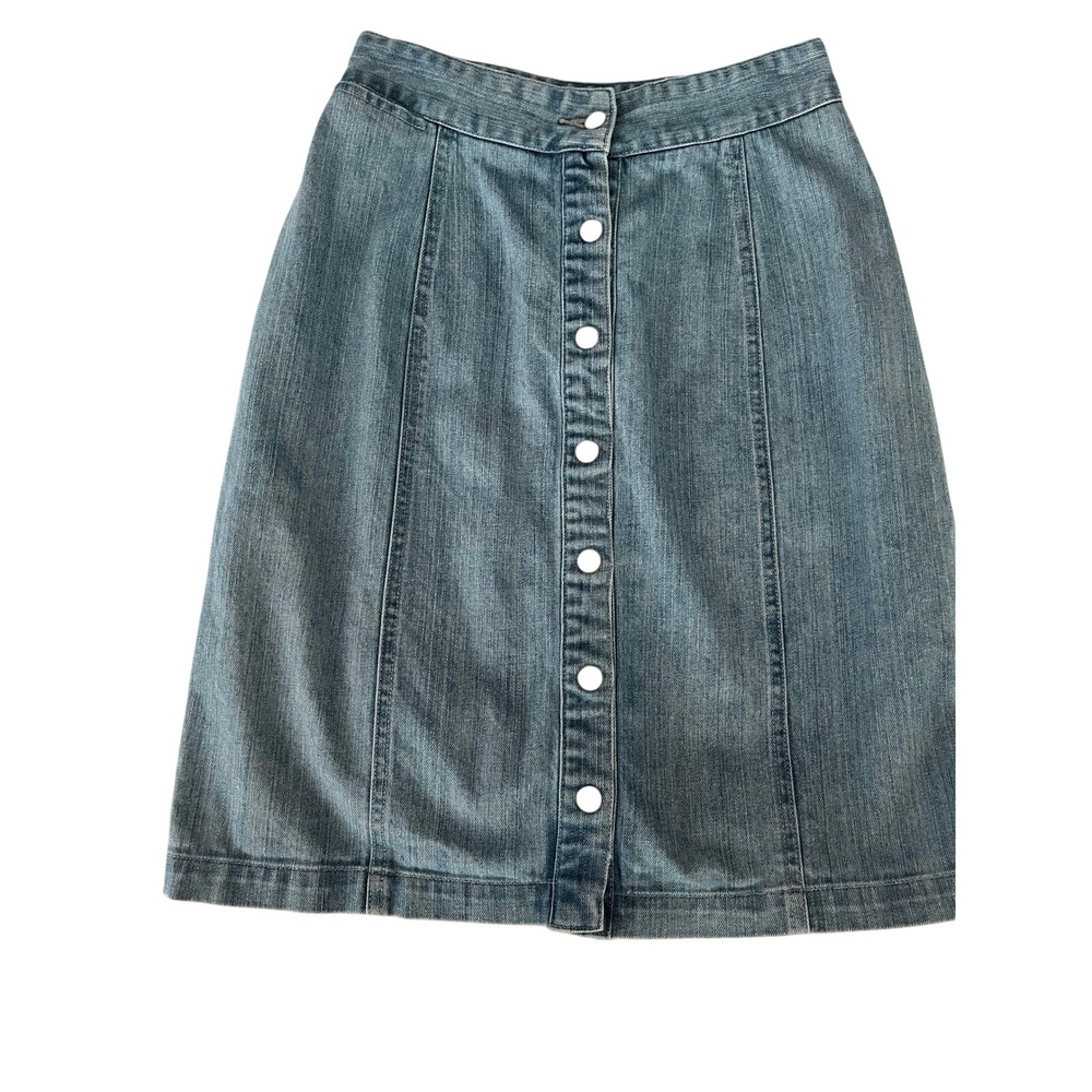 Vintage Fletcher by Lyell Denim Skirt Button Front Casual Light Wash Size 2